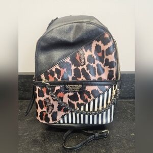 Victoria's Secret Black and Pink Leopard Print Backpack